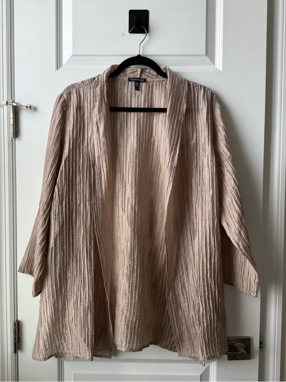 Eileen Fisher Women’s Textured Open Front Cardigan Beige Size Large